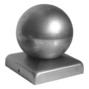 Copricapitello in acciaio per recinzioni con sfera 60×60 mm / ø 50 mm – grezzo