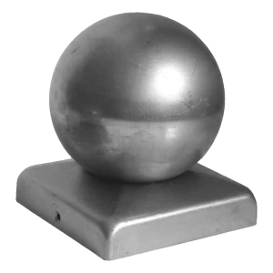 Cappello di recinzione in acciaio zincato con sfera 80×80 mm / ø 60 mm