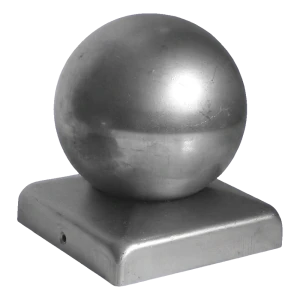 Cappello di recinzione in acciaio per palo 100×100 mm con sfera decorativa fi 80