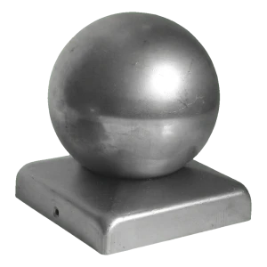 Copricancello per recinzione in acciaio con sfera 120×120 mm / ø 100 mm – grezzo