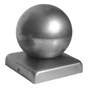 Copricorona per recinzione in acciaio con sfera decorativa 120×120 mm / fi 120 mm