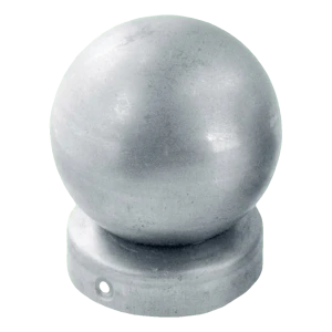 Cappello di recinzione in acciaio per palo Ø 77 mm con sfera decorativa Ø 80 mm – zincato