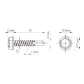 Vite autoforante DIN 7504 K 4,8x19 mm – acciaio inox A2, testa esagonale con flangia 001-923 (2)