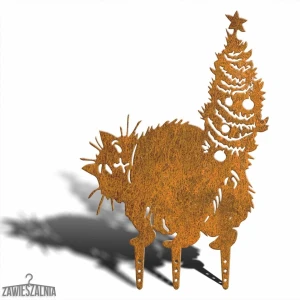 Zawieszalnia – decorazione da giardino Gatto di Natale XL 58 cm in acciaio corten