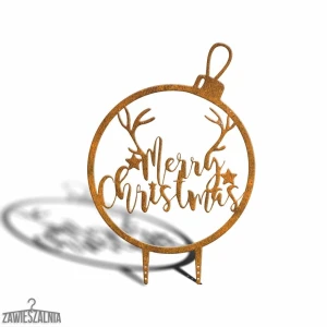 Zawieszalnia – decorazione da giardino Pallina Merry Christmas XL 77 cm in acciaio corten