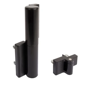 Locinox PUMA – chiudiporta idraulico e cerniera a 180° per cancelli pedonali colore nero RAL 9005