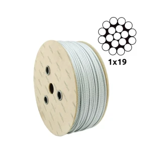 Fune metallica zincata Ø2,0 mm monotrefolo 1×19 – vendita al metro