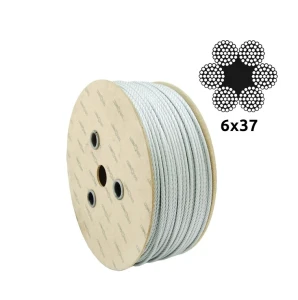 Fune metallica zincata Ø16,0 mm 6×37 con anima in fibra FC