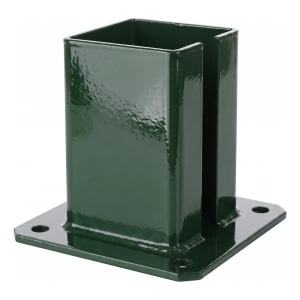 Piastra di base in acciaio per palo da recinzione e cancello 100×100 mm verde RAL 6005