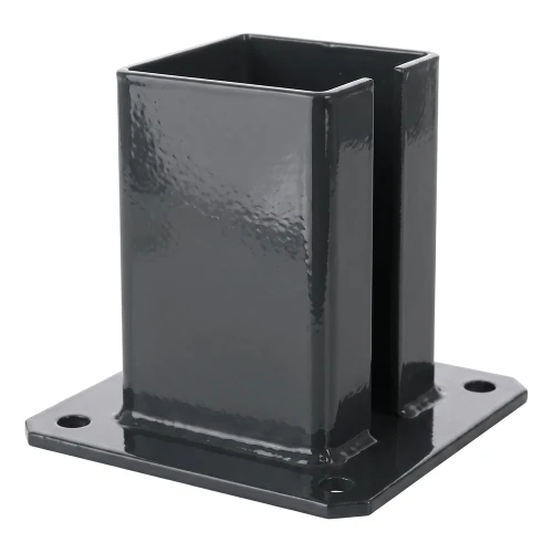 Base in acciaio per palo di recinzione 100×100 mm – piastra di montaggio grafite RAL 7016 000-792 (1)