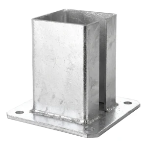 Piastra base in acciaio per palo da recinzione e cancello 100×100 mm zincata