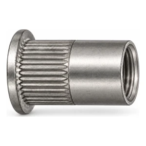 Dado a rivettare M8×16 in acciaio inox A4 – testa piana, gambo zigrinato – confezione da 250 pz.