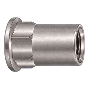 Dado a rivettare in acciaio inox A4 M10x22 con testa piana – gambo semiesagonale, aperto – confezione da 250 pz.