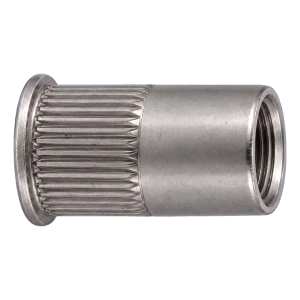 Rivetto filettato in acciaio inox A4 M6×14 mm – testa svasata ridotta, gambo zigrinato – confezione da 250 pz.