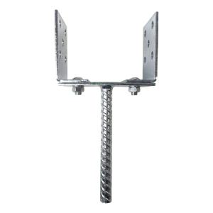 Supporto per palo regolabile da cementare (con barra) 0–165 mm – barra 190 mm, zincato