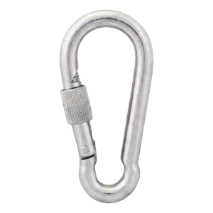 Moschettone con ghiera zincato 4×40 mm – ghiera di sicurezza, DIN 5299 D