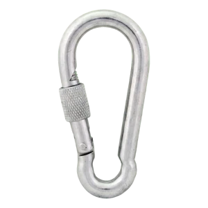 Moschettone con ghiera zincato 5×50 mm – ghiera di sicurezza, DIN 5299 D