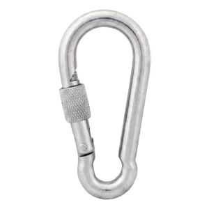 Moschettone con ghiera zincato 7×70 mm – ghiera di sicurezza, DIN 5299 D