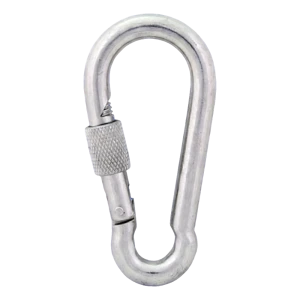 Moschettone con ghiera zincato 10×100 mm – ghiera di sicurezza, DIN 5299 D