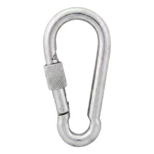 Moschettone con ghiera zincato 15×200 mm – ghiera di sicurezza, DIN 5299 D