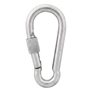 Moschettone con ghiera zincato 6×60 mm – ghiera di sicurezza, DIN 5299 D