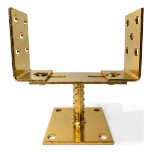 Supporto per palo regolabile a piastra (con lamiera) 0–165 mm – lamiera 4 mm, zincatura dorata