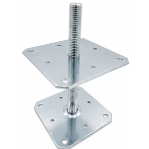 Portapilastro regolabile 160×160 mm, filettatura M24 – altezza 250 mm, zincato