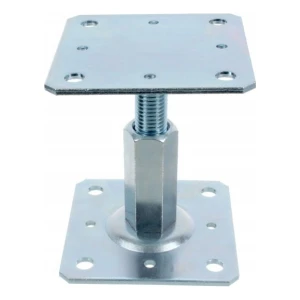 Portapilastro regolabile 110×110 mm, filettatura M20 – altezza 90–150 mm, zincato