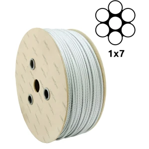 Fune di acciaio zincata Ø1,0 mm 1×7 monotrefolo – vendita a metri