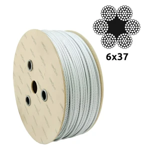 Fune metallica zincata Ø11,0 mm 6×37 con anima in fibra FC