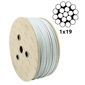 Fune metallica zincata Ø2,0 mm monotrefolo 1×19 – vendita al metro