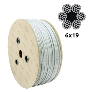 Fune metallica zincata Ø6,0 mm 6×19 con anima in fibra FC – vendita a metro