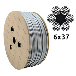 Fune metallica zincata Ø12,0 mm 6×37 con anima in fibra FC