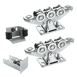 Kit carrelli 8 ruote per cancelli scorrevoli autoportanti + accessori KIT per guida 80