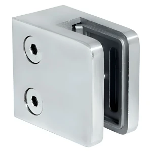 Supporto per vetro 45x45x26 mm, vetro 6-10,76 mm, AISI 304, sistema piatto, lucido