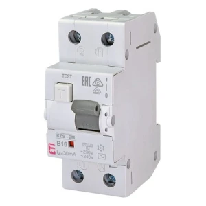 Interruttore differenziale con protezione da sovracorrente B 16A 1P+N 30mA tipo AC KZS-2M AC B16/0.03 002173104 ETI