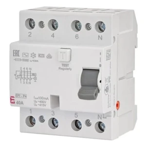 Interruttore differenziale 4P 40A 100mA tipo AC EFI-P4 AC 40/0.1 002061622 ETI