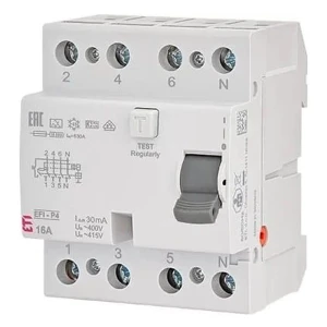Interruttore differenziale 4P 40A 30mA tipo AC EFI6-P4 AC 40/0.03 002061652 ETI