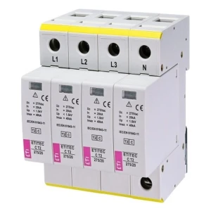 Scaricatore di sovratensione Tipo 2 (C) 4P 20kA 1,5kV ETITEC C T2 275/20 4+0 002440395 ETI