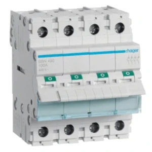 Interruttore sezionatore 3-fase 4P 100A 400V AC SBN490 HAGER