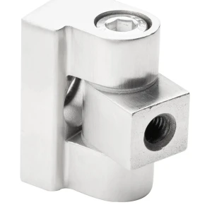 Cerniera 180° per fissaggio vetro 45 x 45 x 26 mm sistema piano AISI304, satinato