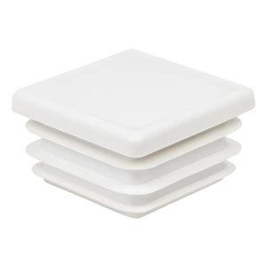 Tappo per tubo quadro 50×50 mm, bianco, spessore parete 3,5–5,0 mm