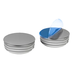 Tappo per tubo tondo Ø 32 mm con placchetta cromata, spessore parete 1,5 mm