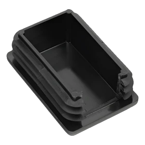 Tappo per tubo rettangolare 40×60 mm con intaglio per palo di recinzione con piega, nero