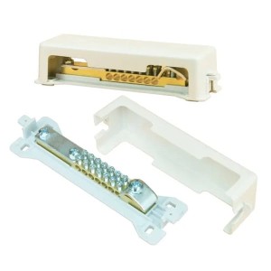 Barra equipotenziale Pawbol 8 collegamenti conduttori rotondi rame 176x52x52mm grigia