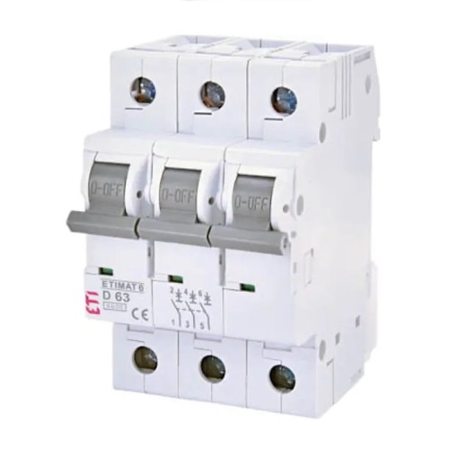 Interruttore automatico B 16A 3P 6kA ETIMAT6 002115516 ETI GPV-401-63