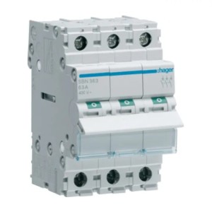 Sezionatore di isolamento 3 fasi 3P 63A 400V AC SBN363 HAGER