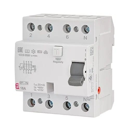 Interruttore differenziale 4P 40A 30mA tipo AC EFI6-P4 AC 40/0.03 002061652 ETI GPV-401-73