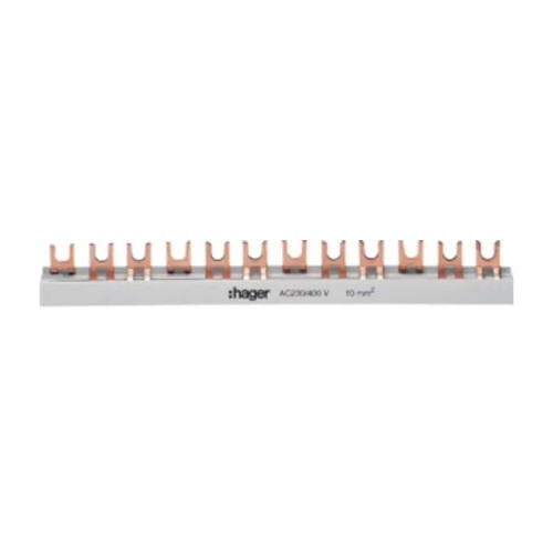 Barra di connessione a 3 poli 57 moduli 10mm2, KDN363B a forcella Hager GPV-401-80