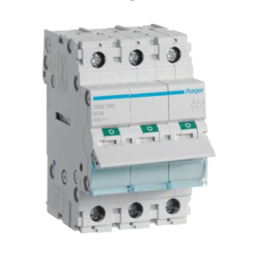 Interruttore di isolamento 3-fasi 3P 100A 400V AC SBN390 HAGER GPV-401-85
